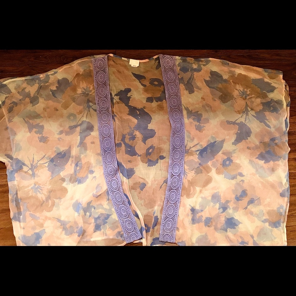 Chiffon Kimono with Embroidered Insets-Worn Once